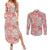 Mele Kalikimaka Hawaii Christmas Couples Matching Summer Maxi Dress and Long Sleeve Button Shirt Ulaula Seamless Floral Motif - Polynesian Pride