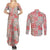 Mele Kalikimaka Hawaii Christmas Couples Matching Summer Maxi Dress and Long Sleeve Button Shirt Ulaula Seamless Floral Motif - Polynesian Pride