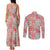 Mele Kalikimaka Hawaii Christmas Couples Matching Tank Maxi Dress and Long Sleeve Button Shirt Ulaula Seamless Floral Motif - Polynesian Pride