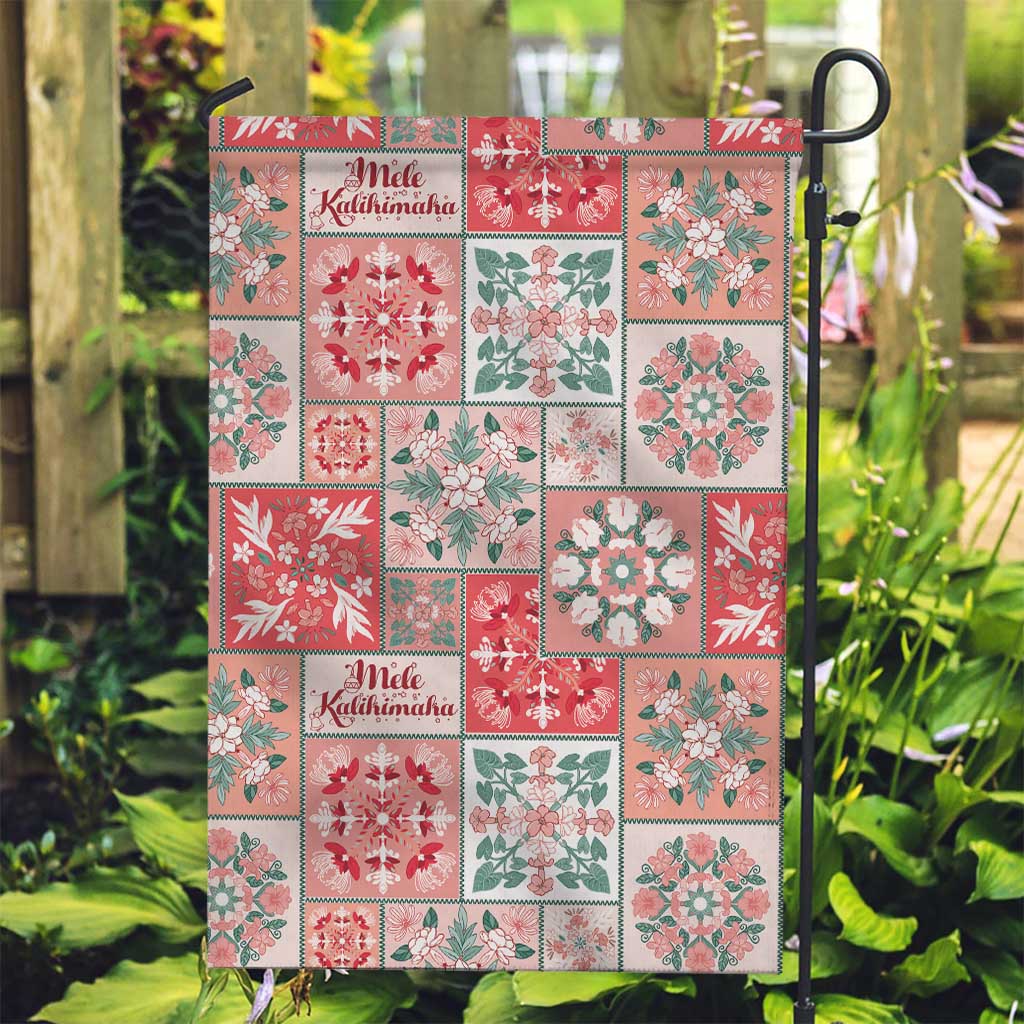 Mele Kalikimaka Hawaii Christmas Garden Flag Ulaula Seamless Floral Motif - Polynesian Pride