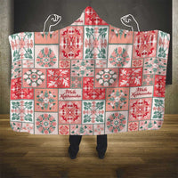 Mele Kalikimaka Hawaii Christmas Hooded Blanket Ulaula Seamless Floral Motif - Polynesian Pride