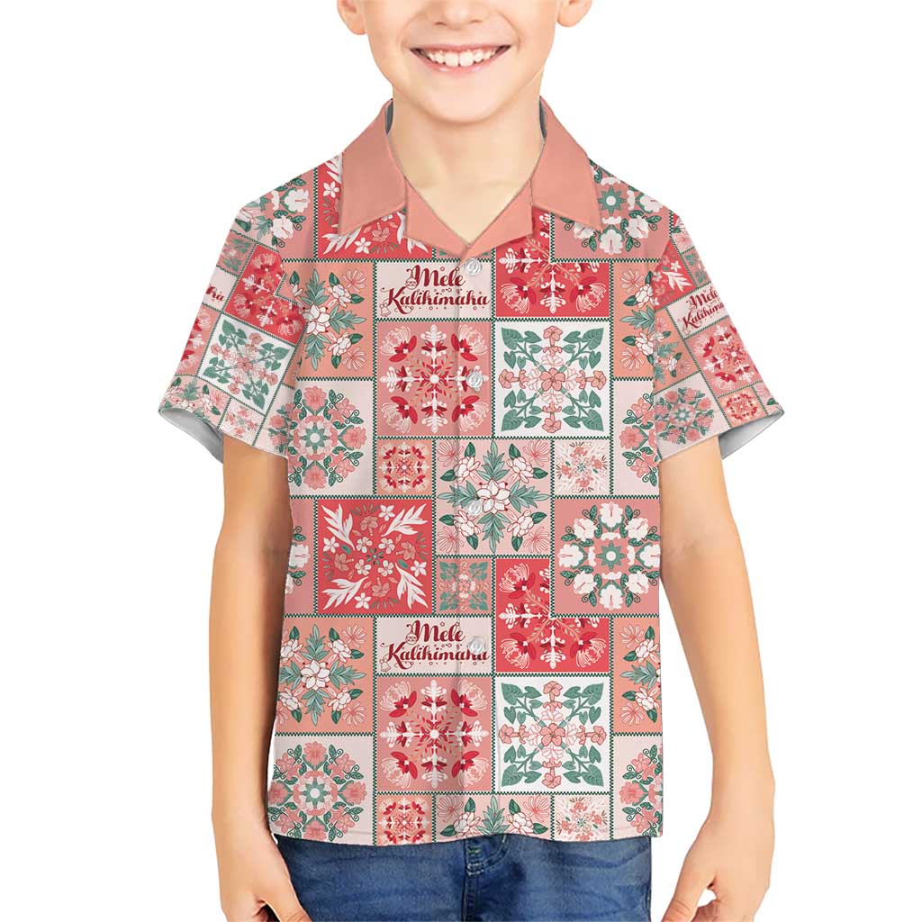 Mele Kalikimaka Hawaii Christmas Kid Hawaiian Shirt Ulaula Seamless Floral Motif - Polynesian Pride