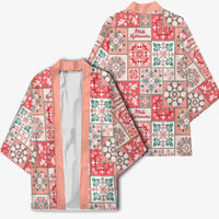 Mele Kalikimaka Hawaii Christmas Kimono Ulaula Seamless Floral Motif - Polynesian Pride