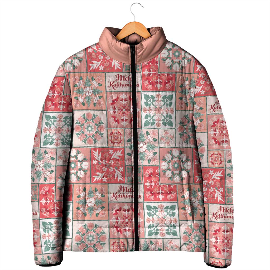 Mele Kalikimaka Hawaii Christmas Padded Jacket Ulaula Seamless Floral Motif - Polynesian Pride