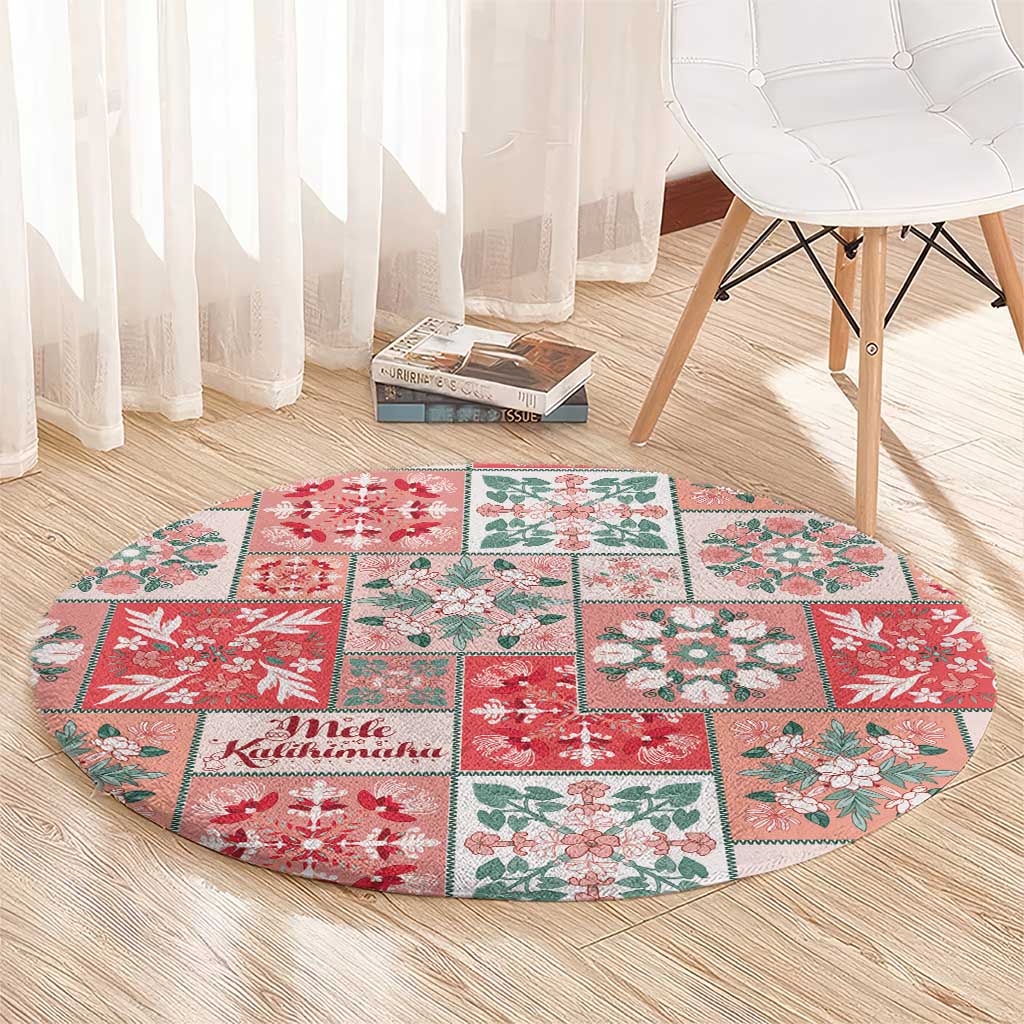 Mele Kalikimaka Hawaii Christmas Round Carpet Ulaula Seamless Floral Motif - Polynesian Pride