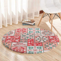 Mele Kalikimaka Hawaii Christmas Round Carpet Ulaula Seamless Floral Motif - Polynesian Pride