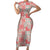 Mele Kalikimaka Hawaii Christmas Short Sleeve Bodycon Dress Ulaula Seamless Floral Motif - Polynesian Pride