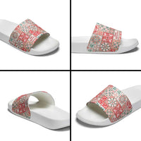 Mele Kalikimaka Hawaii Christmas Slide Sandals Ulaula Seamless Floral Motif - Polynesian Pride