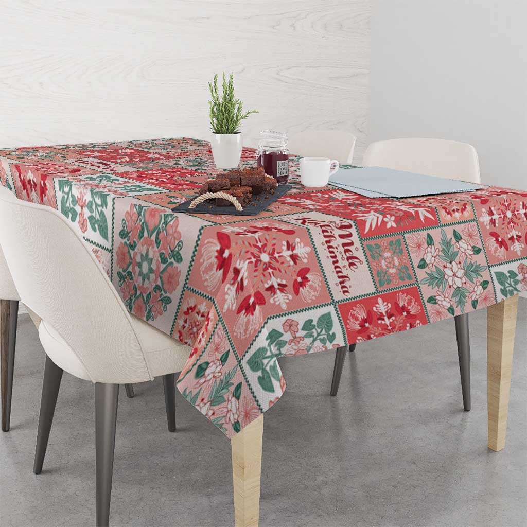 Mele Kalikimaka Hawaii Christmas Tablecloth Ulaula Seamless Floral Motif - Polynesian Pride