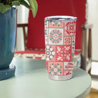 Mele Kalikimaka Hawaii Christmas Tumbler Cup Ulaula Seamless Floral Motif - Polynesian Pride