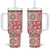 Mele Kalikimaka Hawaii Christmas Tumbler With Handle Ulaula Seamless Floral Motif - Polynesian Pride