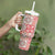 Mele Kalikimaka Hawaii Christmas Tumbler With Handle Ulaula Seamless Floral Motif - Polynesian Pride