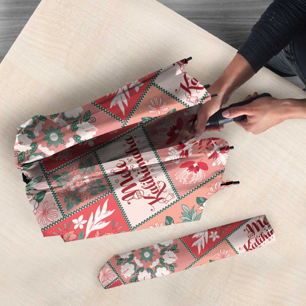 Mele Kalikimaka Hawaii Christmas Umbrella Ulaula Seamless Floral Motif - Polynesian Pride