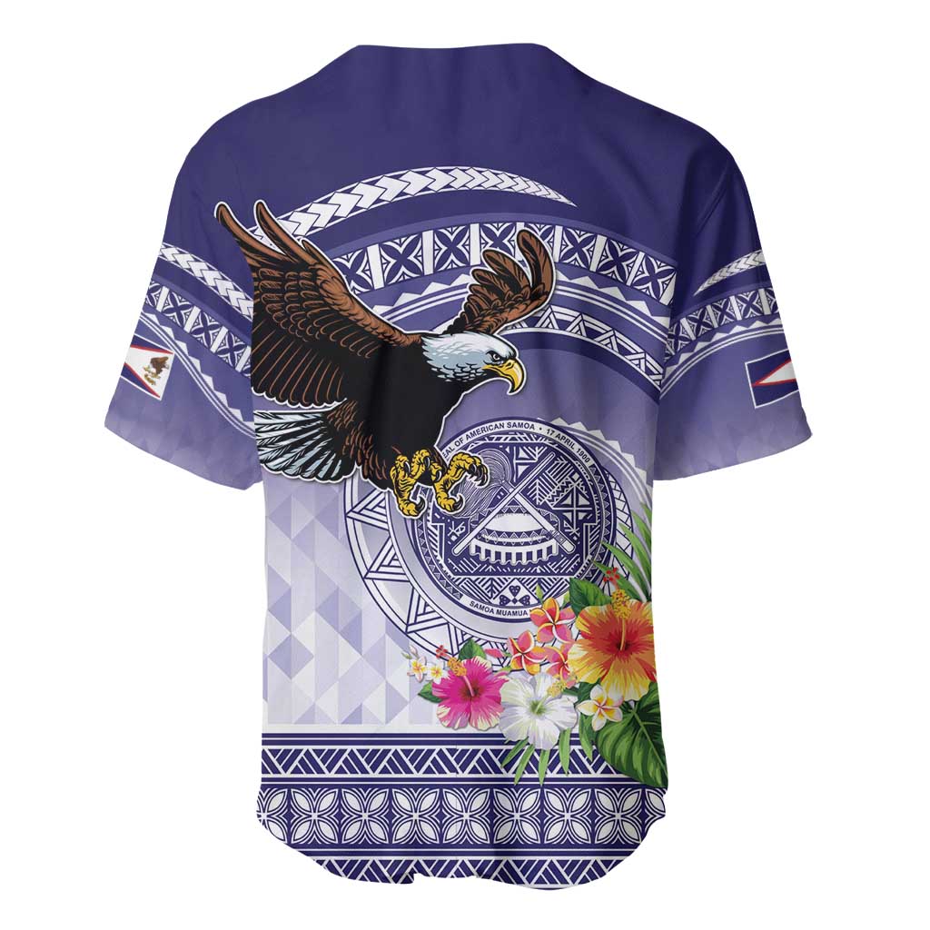 American Samoa Bald Eagle Baseball Jersey Polynesian Tropical Flowers LT9 - Polynesian Pride