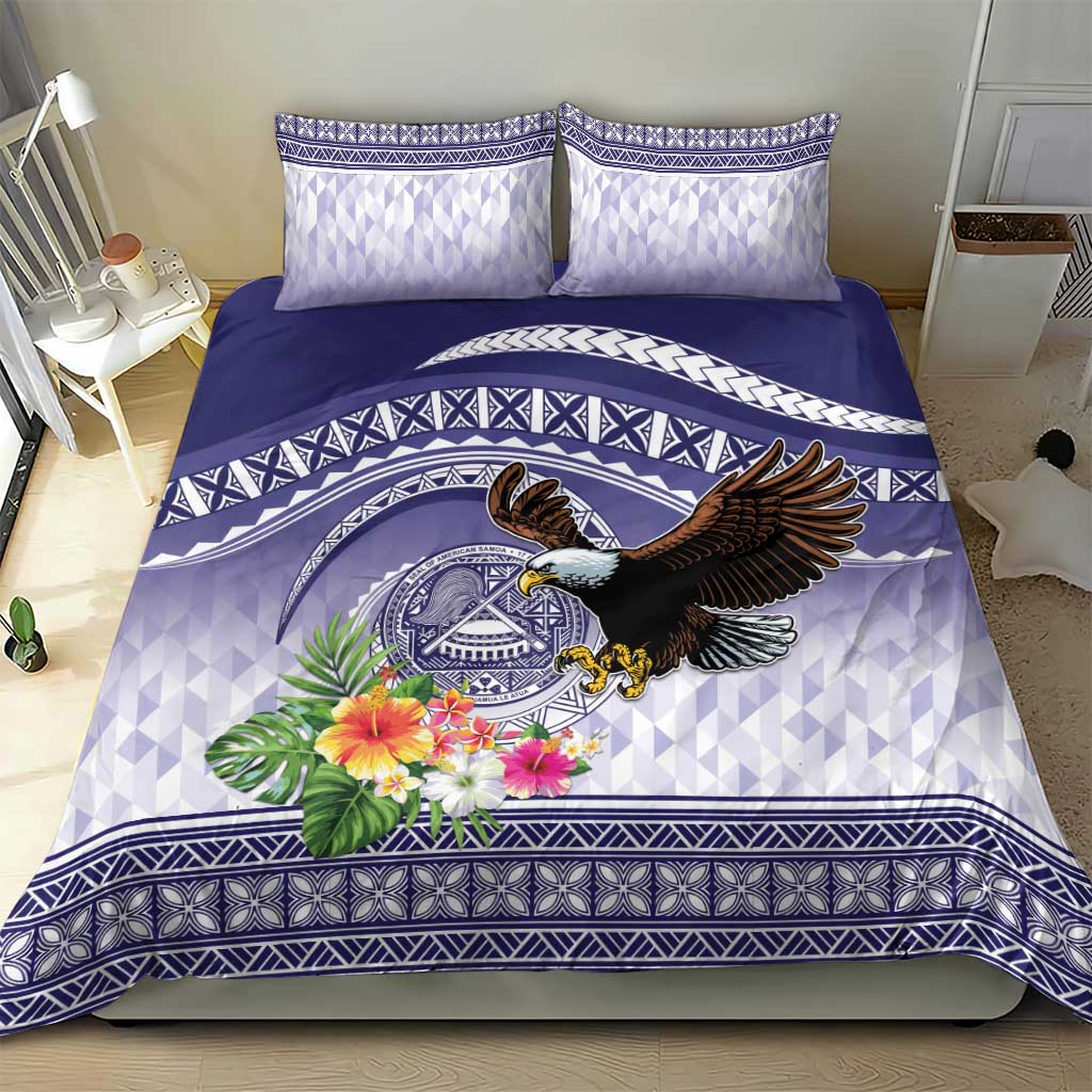 American Samoa Bald Eagle Bedding Set Polynesian Tropical Flowers