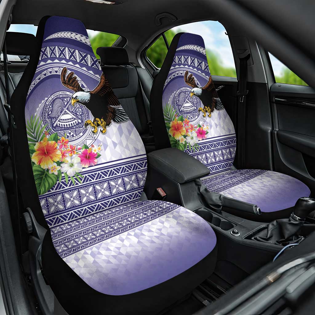 American Samoa Bald Eagle Car Seat Cover Polynesian Tropical Flowers LT9 One Size Blue - Polynesian Pride