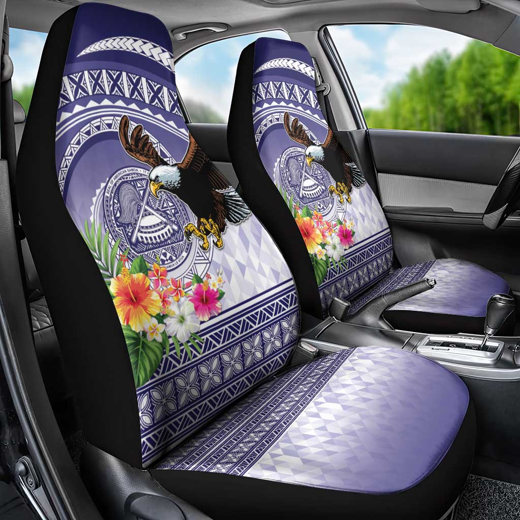 American Samoa Bald Eagle Car Seat Cover Polynesian Tropical Flowers LT9 - Polynesian Pride