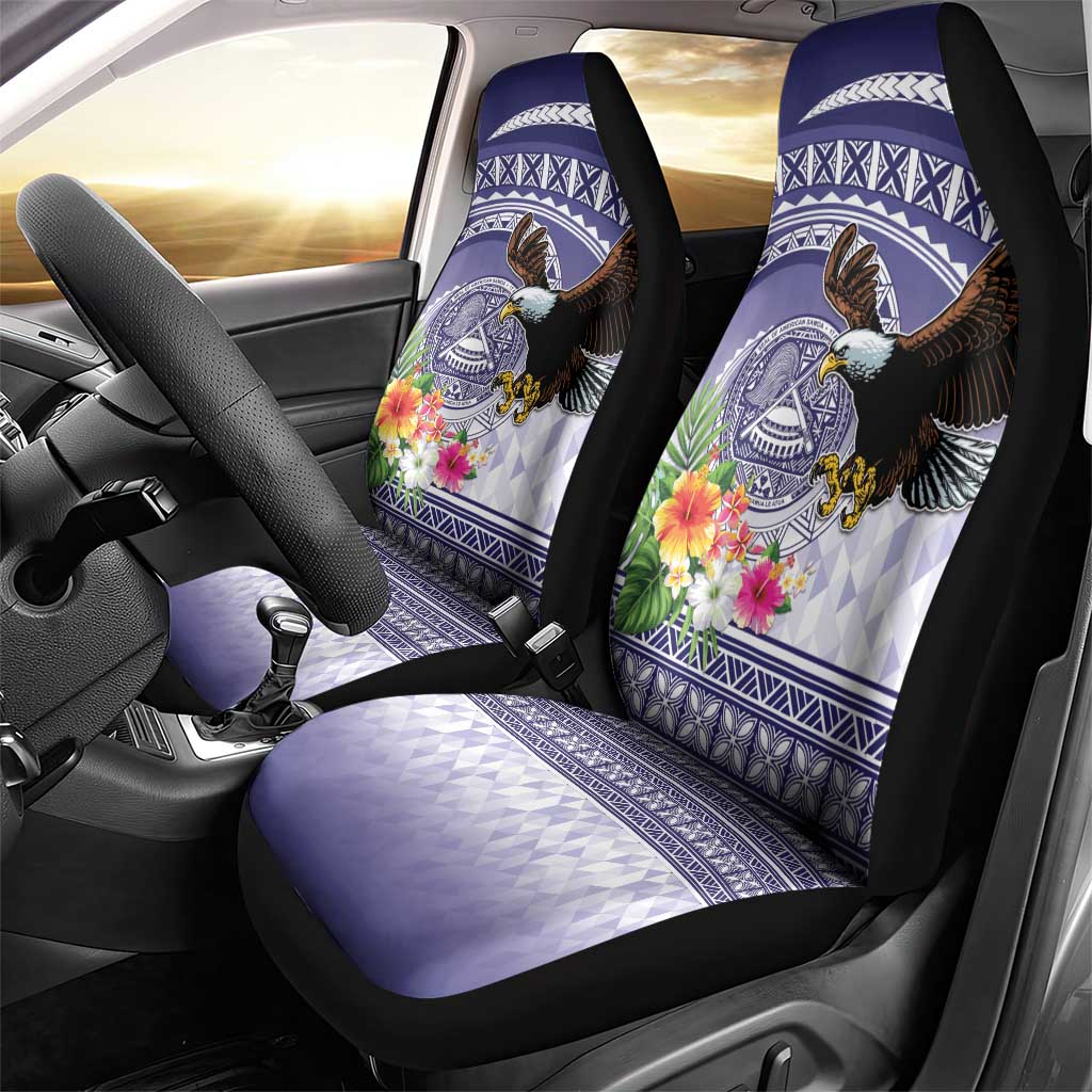 American Samoa Bald Eagle Car Seat Cover Polynesian Tropical Flowers LT9 - Polynesian Pride