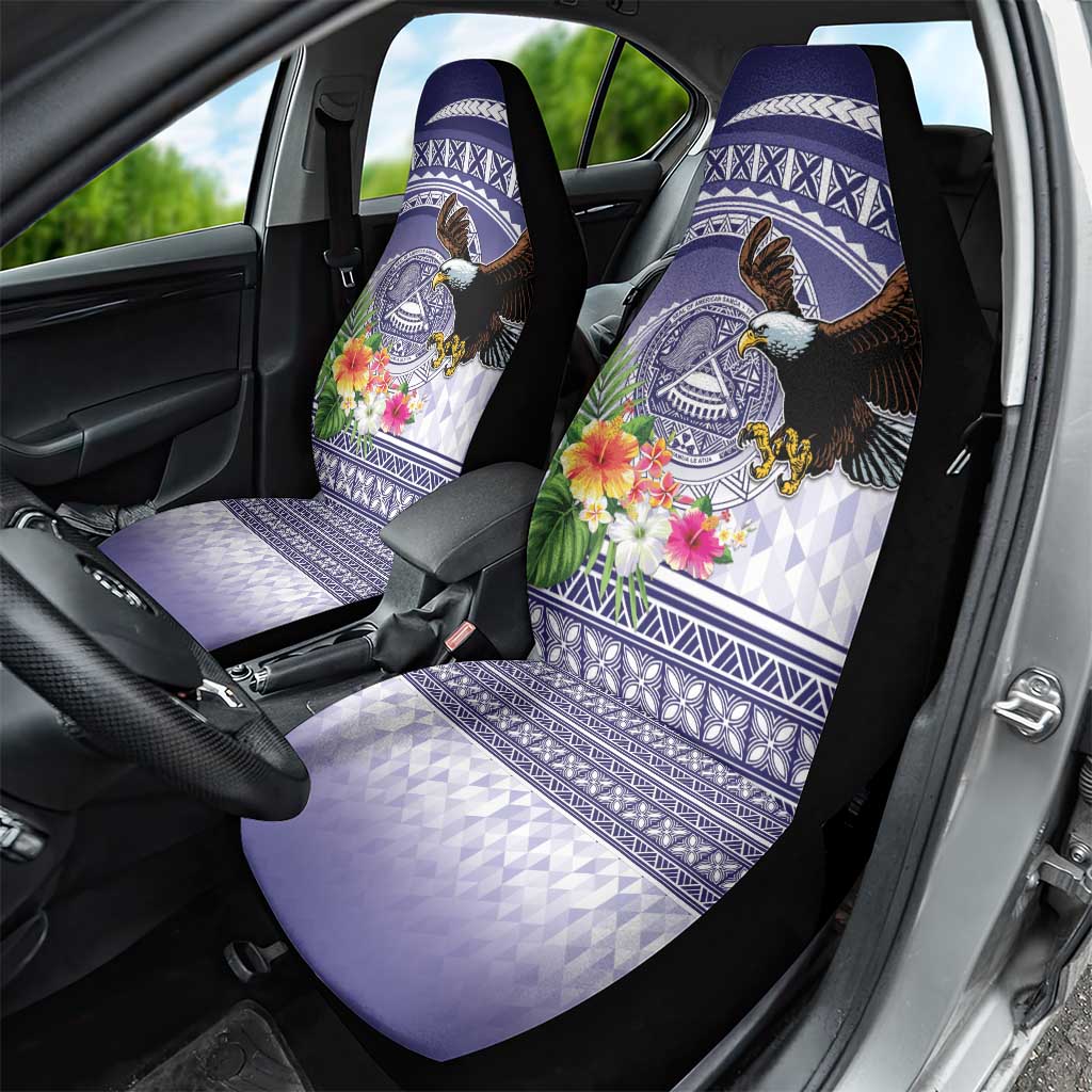 American Samoa Bald Eagle Car Seat Cover Polynesian Tropical Flowers LT9 - Polynesian Pride