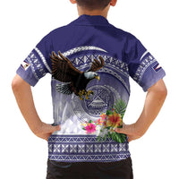 American Samoa Bald Eagle Family Matching Tank Maxi Dress and Hawaiian Shirt Polynesian Tropical Flowers