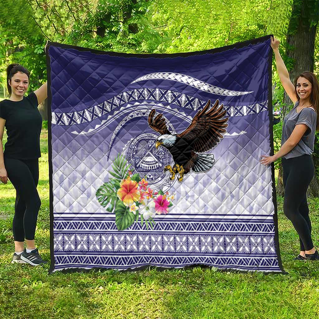 American Samoa Bald Eagle Quilt Polynesian Tropical Flowers LT9 - Polynesian Pride