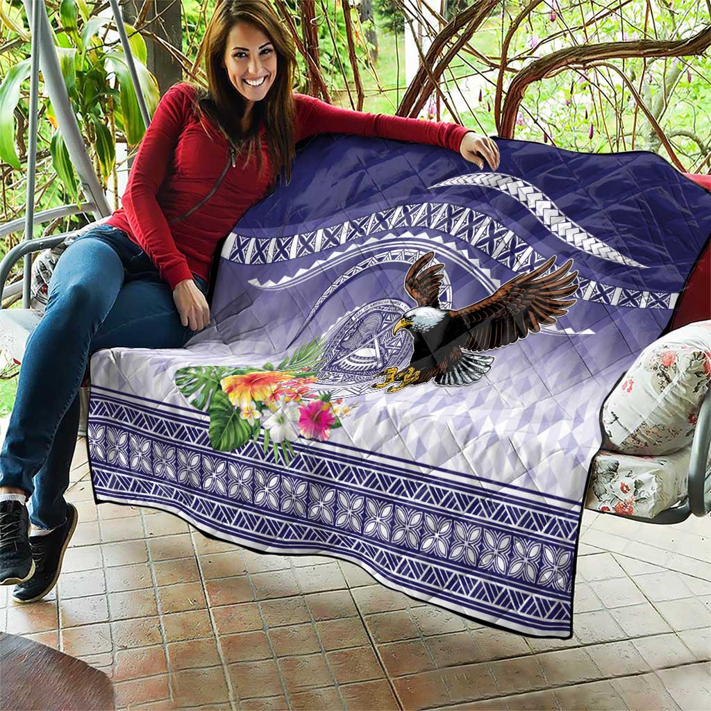 American Samoa Bald Eagle Quilt Polynesian Tropical Flowers LT9 - Polynesian Pride
