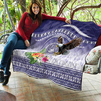 American Samoa Bald Eagle Quilt Polynesian Tropical Flowers LT9 - Polynesian Pride