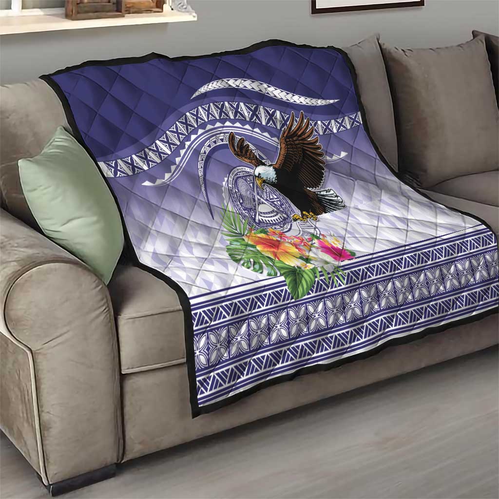 American Samoa Bald Eagle Quilt Polynesian Tropical Flowers LT9 - Polynesian Pride