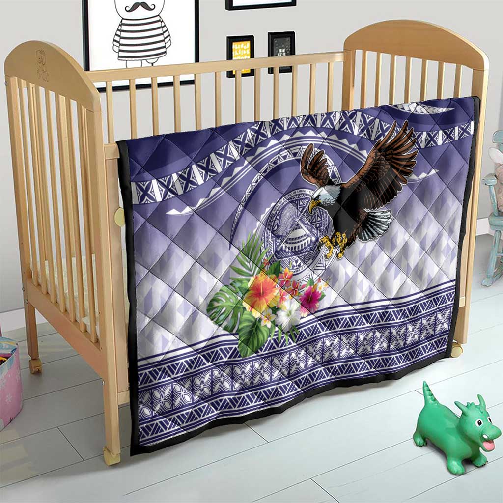 American Samoa Bald Eagle Quilt Polynesian Tropical Flowers LT9 - Polynesian Pride