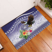 American Samoa Bald Eagle Rubber Doormat Polynesian Tropical Flowers LT9 - Polynesian Pride