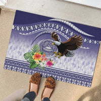 American Samoa Bald Eagle Rubber Doormat Polynesian Tropical Flowers LT9 - Polynesian Pride