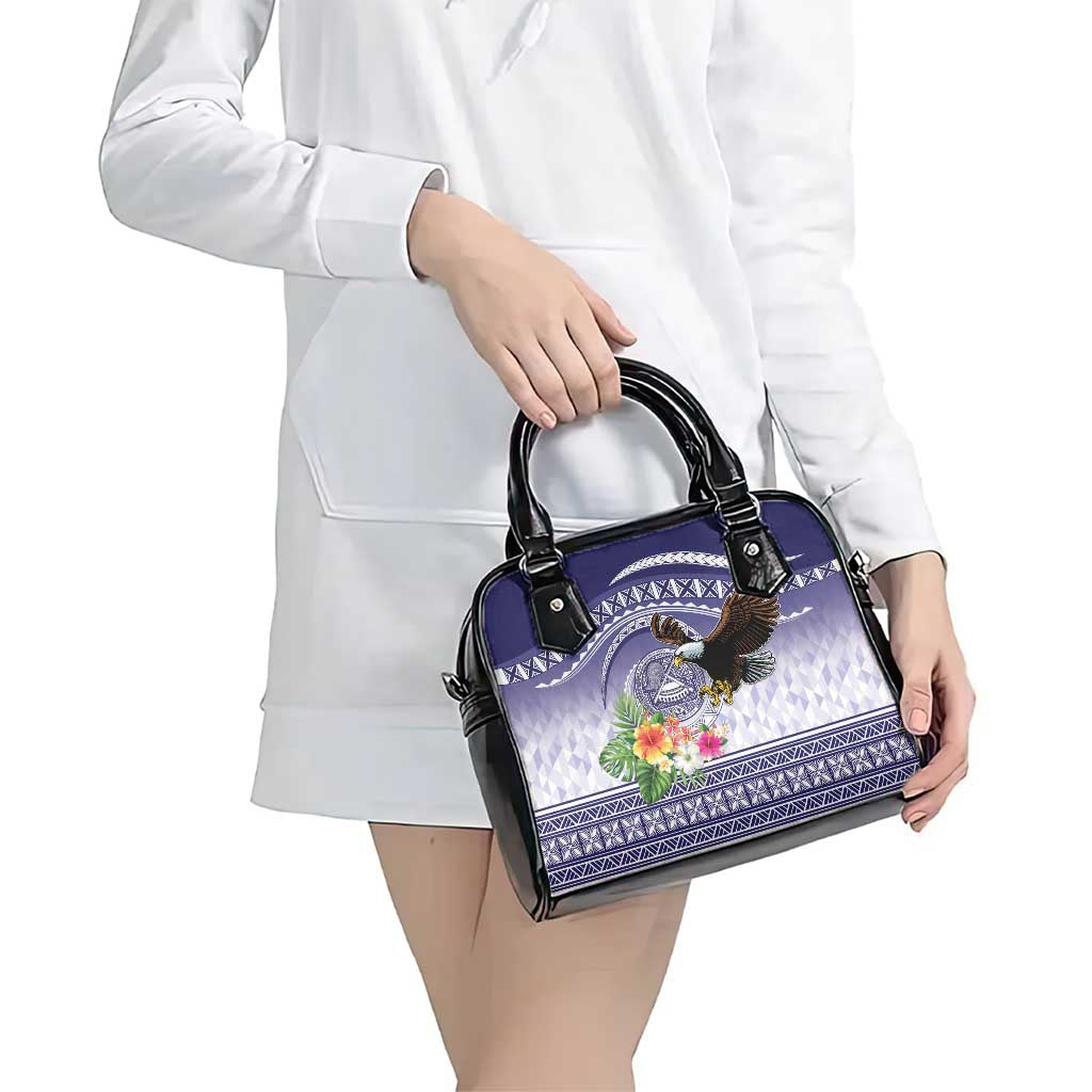 American Samoa Bald Eagle Shoulder Handbag Polynesian Tropical Flowers