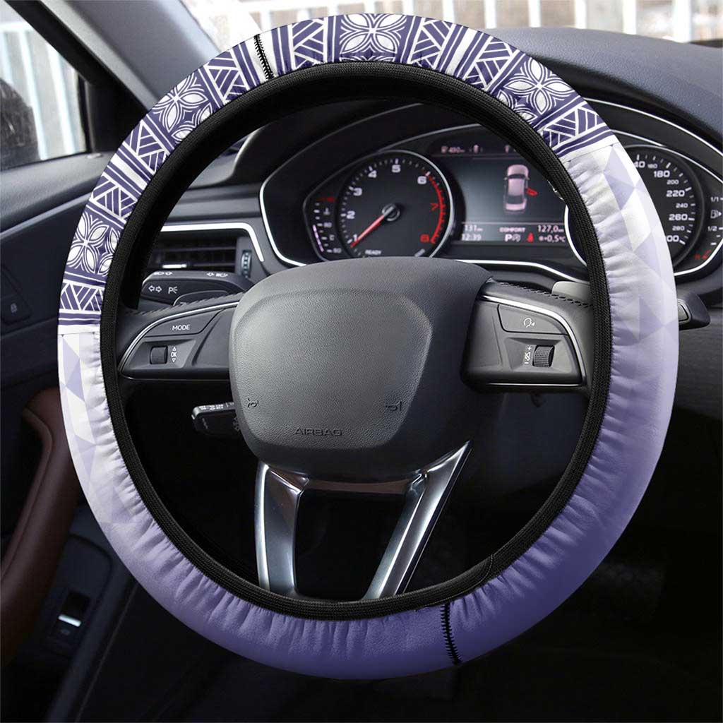 American Samoa Bald Eagle Steering Wheel Cover Polynesian Tropical Flowers LT9 - Polynesian Pride