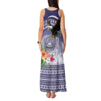 American Samoa Bald Eagle Tank Maxi Dress Polynesian Tropical Flowers LT9 - Polynesian Pride