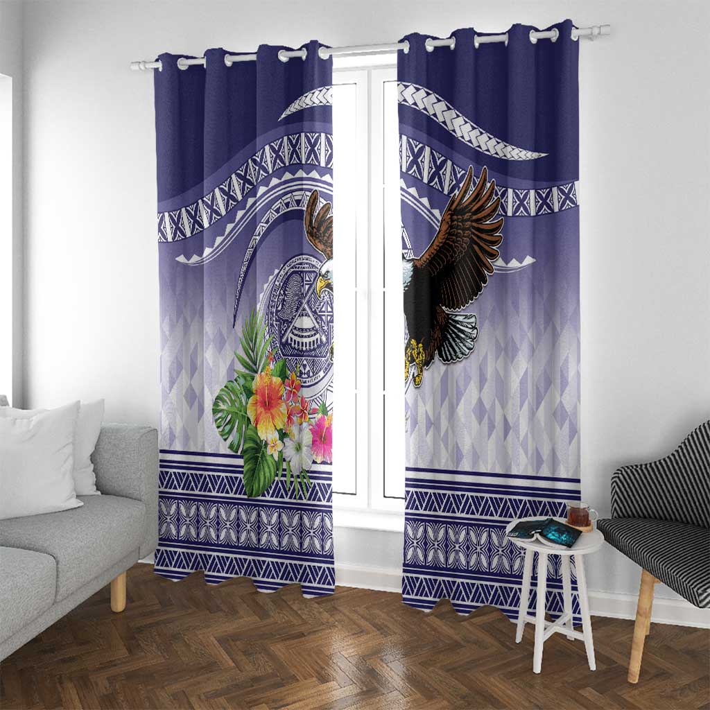 American Samoa Bald Eagle Window Curtain Polynesian Tropical Flowers