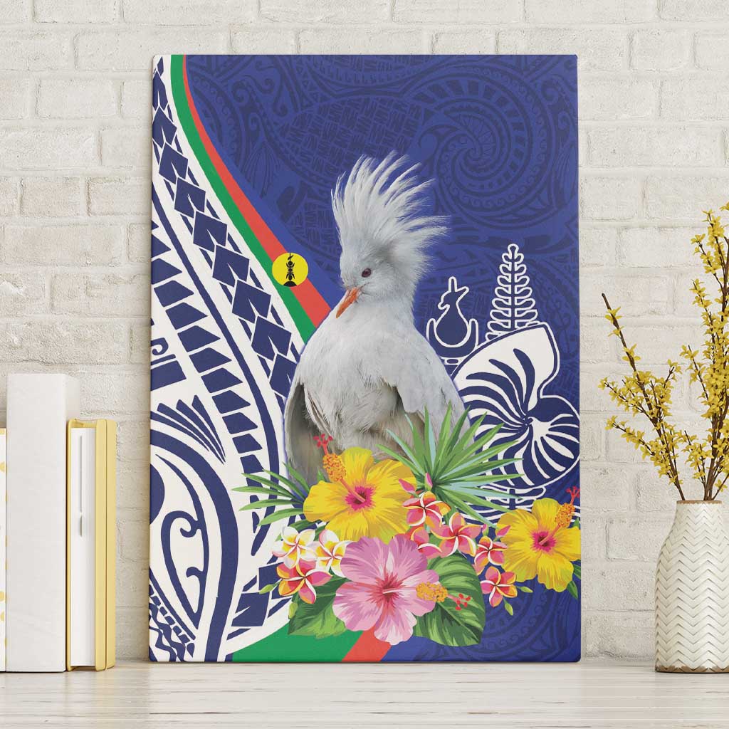 New Caledonia Kagu Bird Canvas Wall Art Polynesian Tropical Flowers LT9 Without Frame Blue - Polynesian Pride