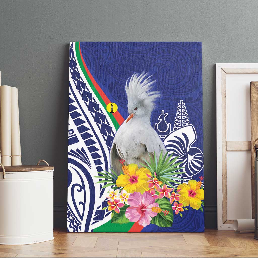 New Caledonia Kagu Bird Canvas Wall Art Polynesian Tropical Flowers