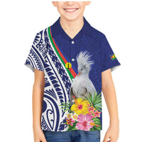 New Caledonia Kagu Bird Family Matching Mermaid Dress and Hawaiian Shirt Polynesian Tropical Flowers