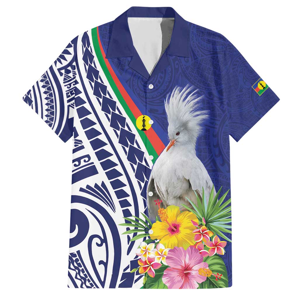 New Caledonia Kagu Bird Hawaiian Shirt Polynesian Tropical Flowers LT9 Blue - Polynesian Pride