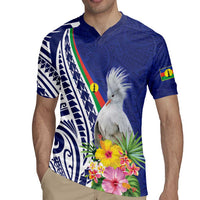 New Caledonia Kagu Bird Rugby Jersey Polynesian Tropical Flowers