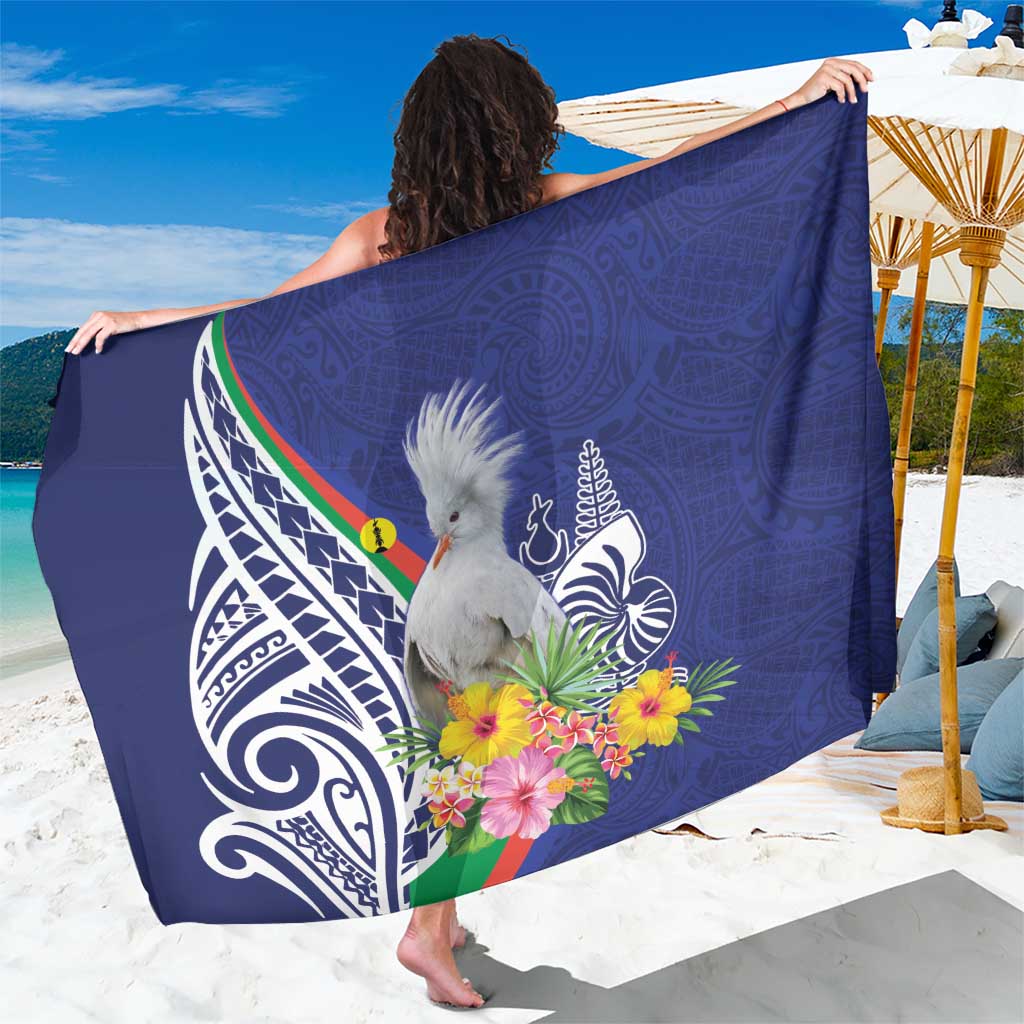New Caledonia Kagu Bird Sarong Polynesian Tropical Flowers LT9 One Size 44 x 66 inches Blue - Polynesian Pride