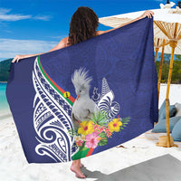 New Caledonia Kagu Bird Sarong Polynesian Tropical Flowers