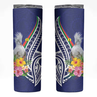 New Caledonia Kagu Bird Skinny Tumbler Polynesian Tropical Flowers