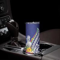 New Caledonia Kagu Bird Skinny Tumbler Polynesian Tropical Flowers