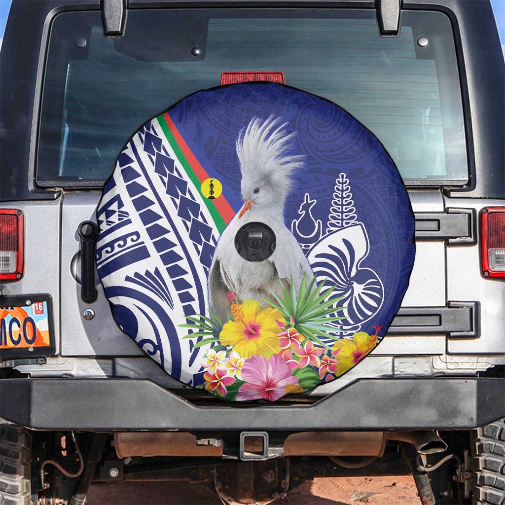 New Caledonia Kagu Bird Spare Tire Cover Polynesian Tropical Flowers LT9 Blue - Polynesian Pride