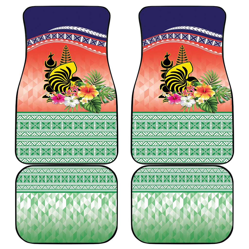 New Caledonia Nautilus Shell Car Mats Polynesian Tropical Flowers