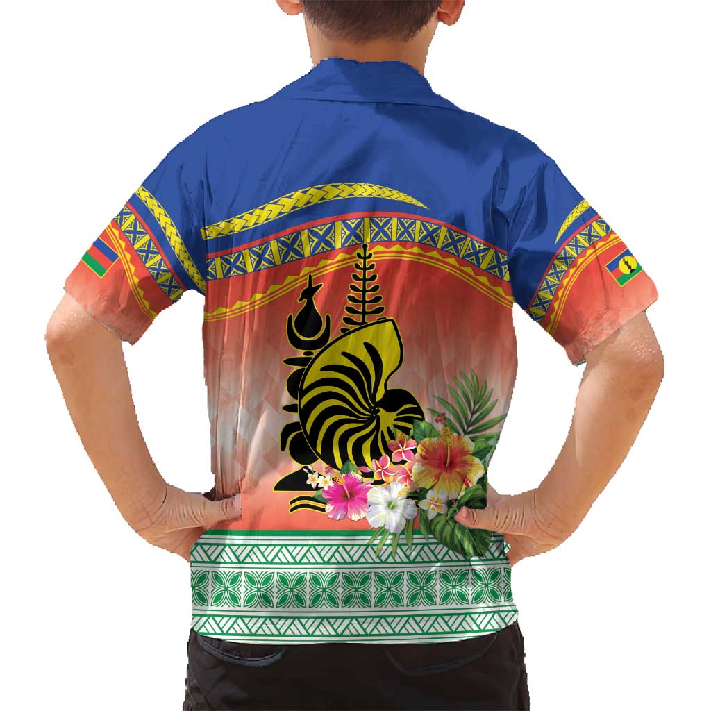 New Caledonia Nautilus Shell Family Matching Long Sleeve Bodycon Dress and Hawaiian Shirt Polynesian Tropical Flowers