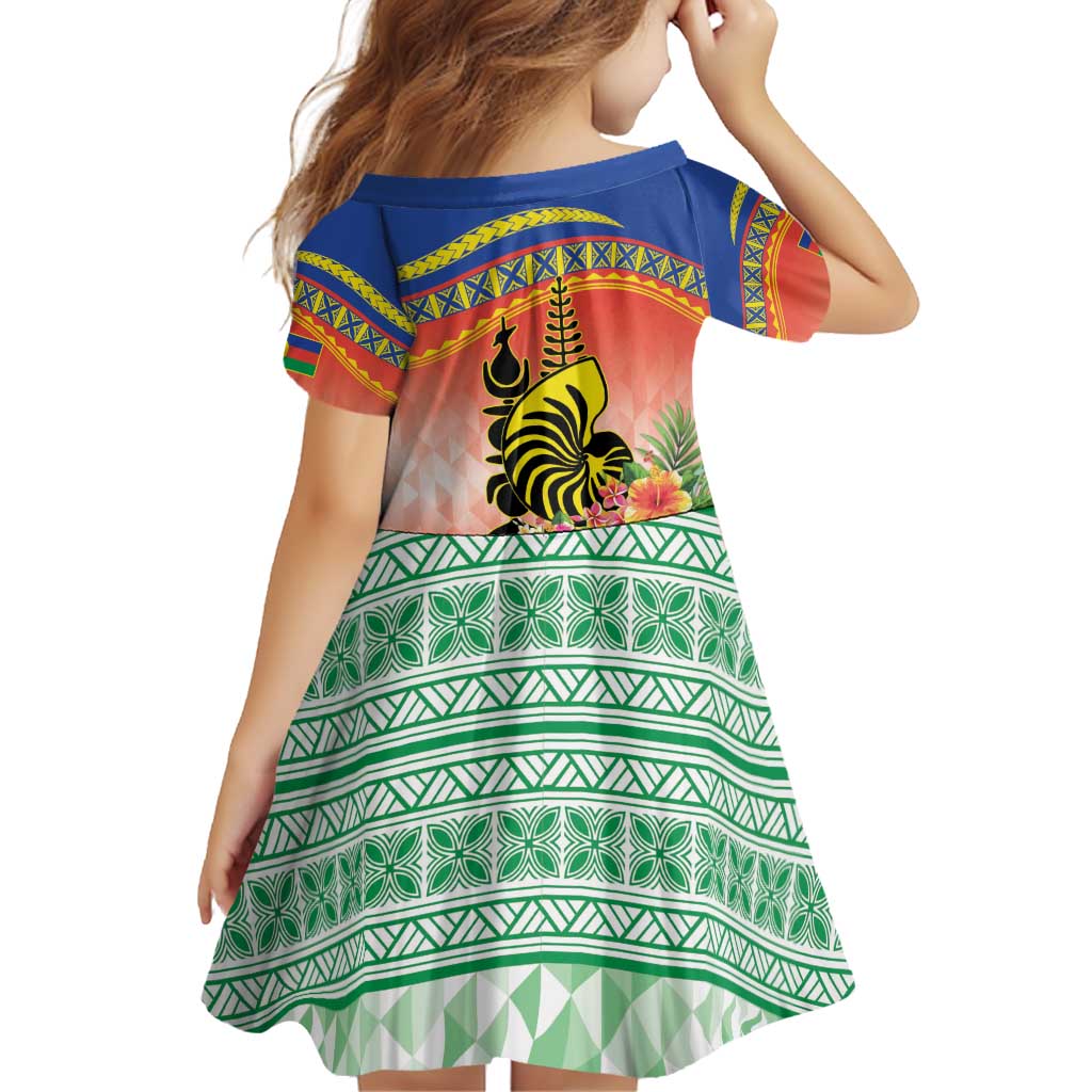New Caledonia Nautilus Shell Family Matching Off Shoulder Short Dress and Hawaiian Shirt Polynesian Tropical Flowers