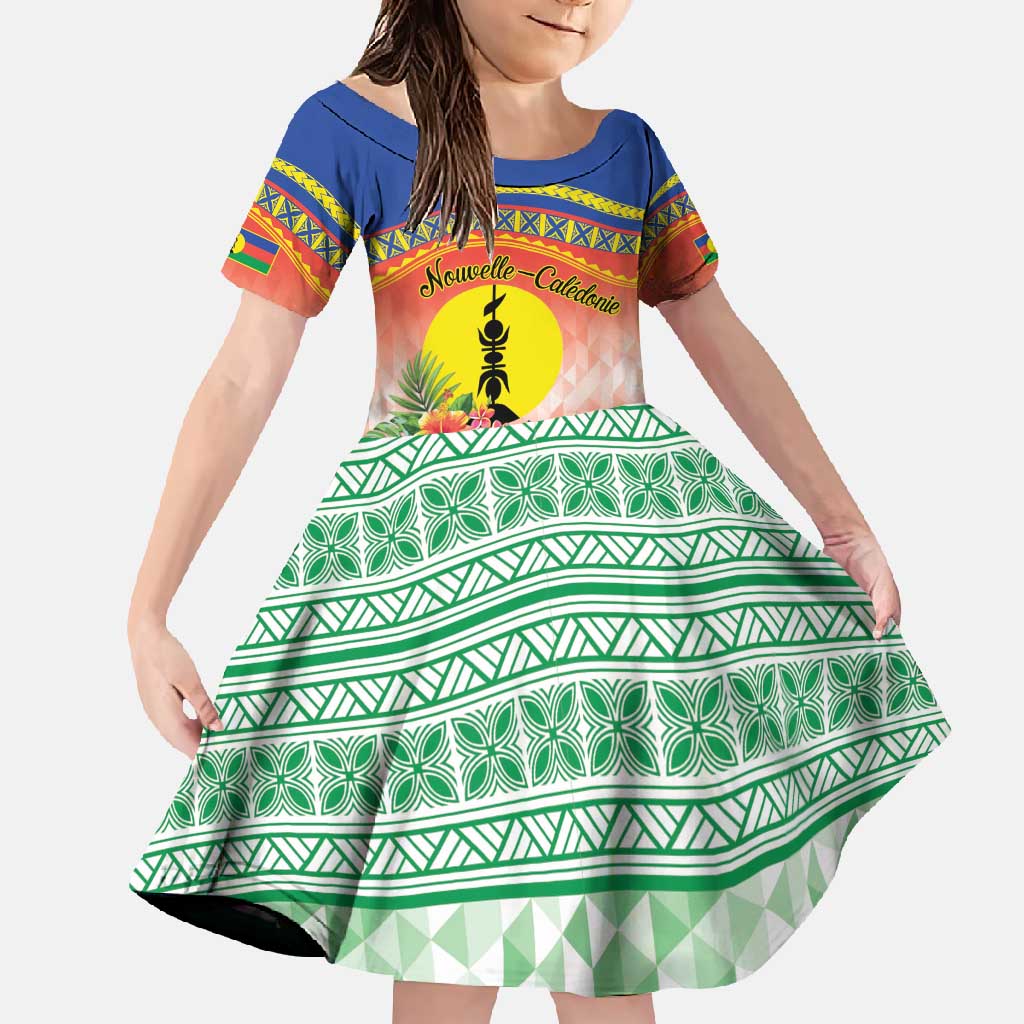 New Caledonia Nautilus Shell Family Matching Summer Maxi Dress and Hawaiian Shirt Polynesian Tropical Flowers LT9 Daughter's Dress Red - Polynesian Pride