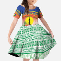 New Caledonia Nautilus Shell Family Matching Summer Maxi Dress and Hawaiian Shirt Polynesian Tropical Flowers LT9 Daughter's Dress Red - Polynesian Pride